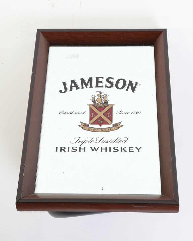 Jameson Irish Whiskey Mirror in Brown Wood Frame