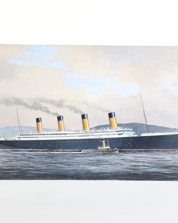 Vintage Maritime Oil Painting of RMS Titanic by N. Whitla