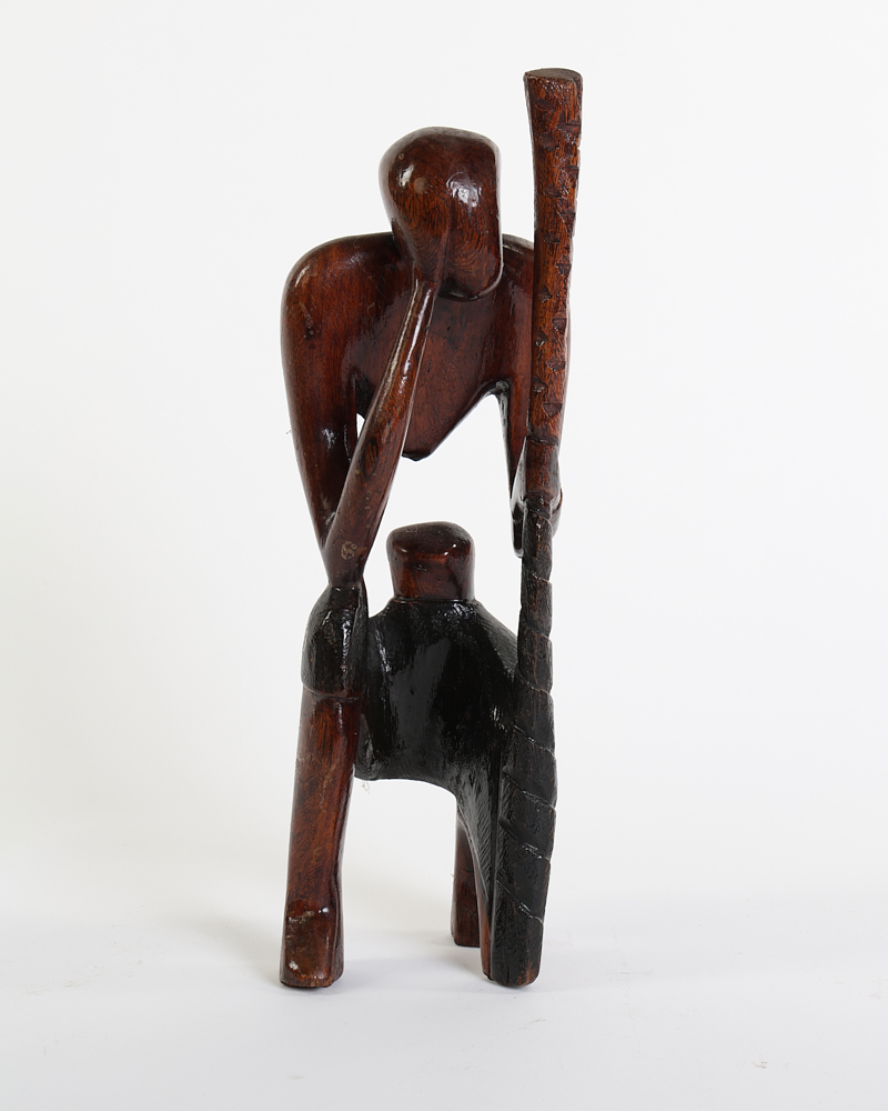 Vintage African Carved Wood Figure with Staff