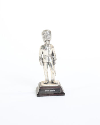 Vintage Silver Metal Scots Guards Figurine on Wood Base