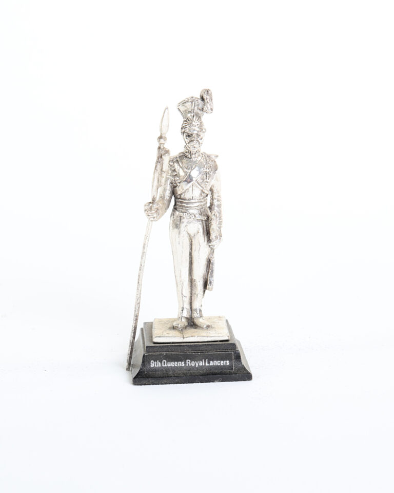 Victorian British 9th Queens Royal Lancers Metal Figurine with Spear