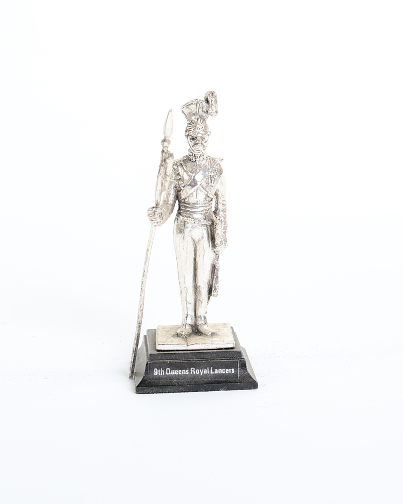 Victorian British 9th Queens Royal Lancers Metal Figurine with Spear