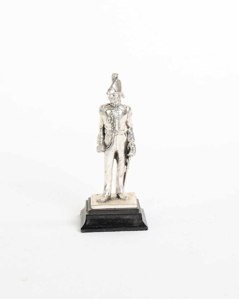 Vintage Silver Plated Military Soldier Figurine with Base