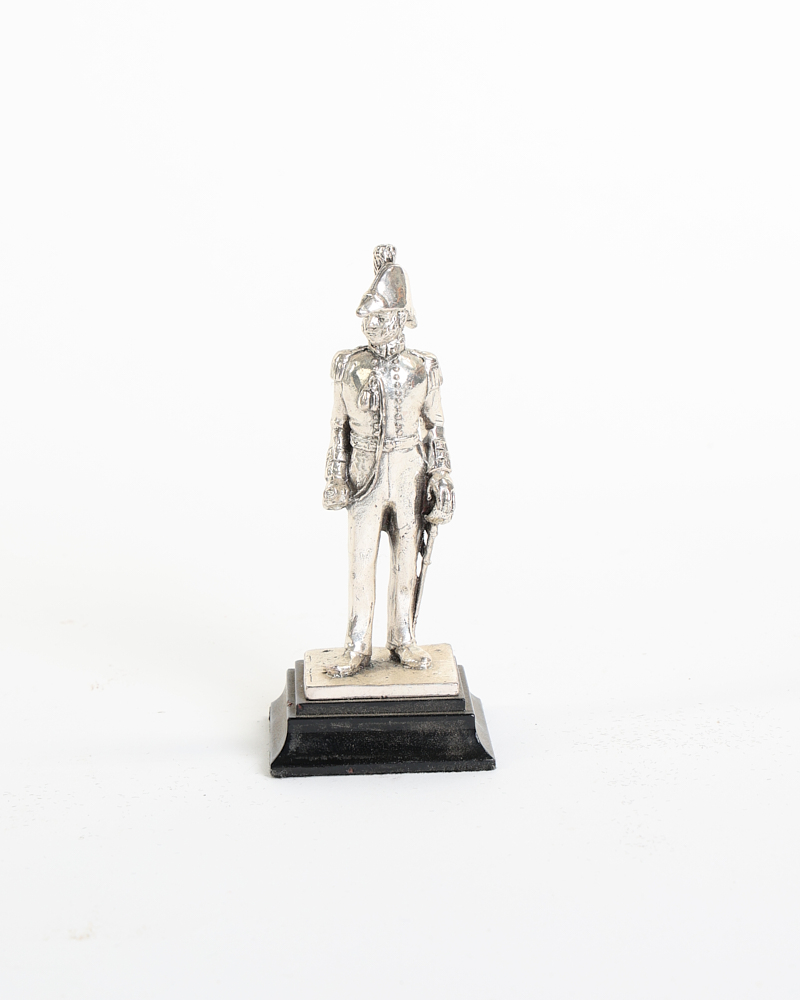 Vintage Silver Plated Military Soldier Figurine with Base