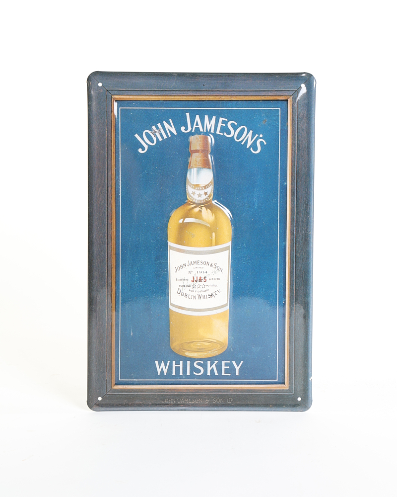 Vintage John Jameson’s Dublin Whiskey Advertising Tin Sign