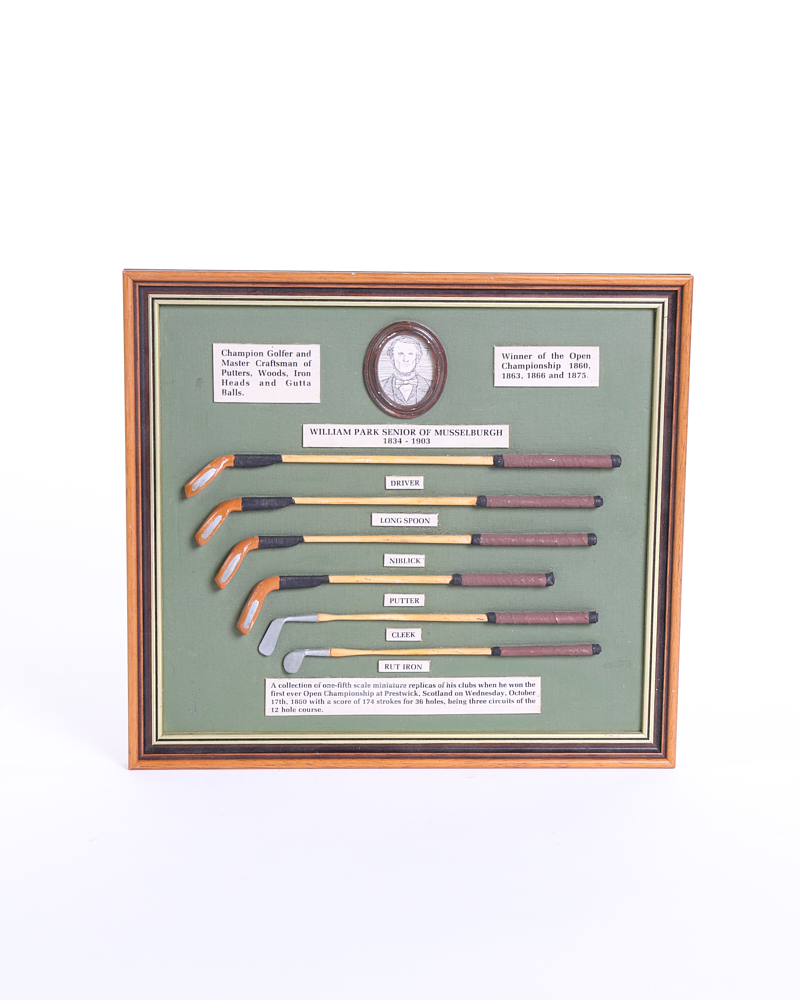Vintage Framed William Park Senior Miniature Golf Clubs