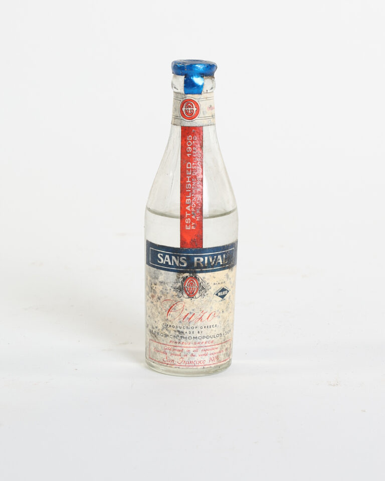 Vintage Sans Rival Greek Ouzo Bottle with Original Labels