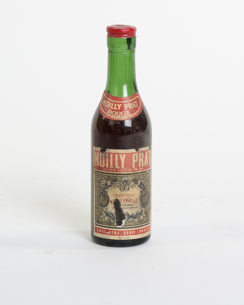 Vintage Noilly Prat Rouge Vermouth Glass Bottle with Original Labels
