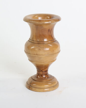 Vintage Turned Wood Vase with Flared Rim and Pedestal Base