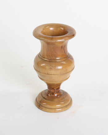 Vintage Turned Wood Vase with Flared Rim and Pedestal Base