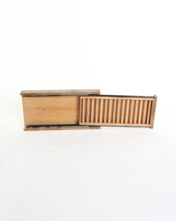 Vintage Wood Roll Top Storage Box with Slatted Lid