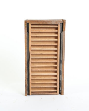 Vintage Wood Roll Top Storage Box with Slatted Lid