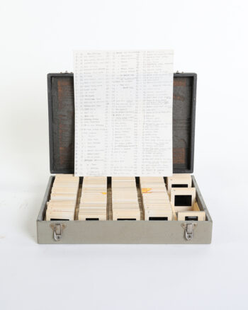 Mid Century Grey Metal Slide Case with Photo Slides & Index