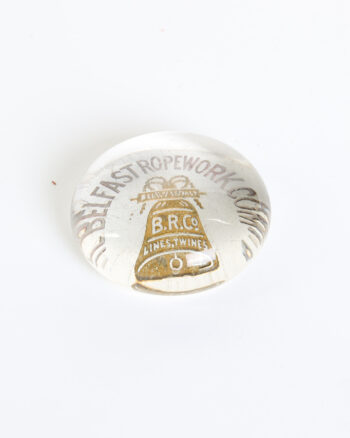 Vintage Glass Paperweight with Belfast Ropework Co. Logo