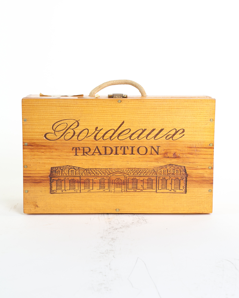 Vintage Wooden Bordeaux Slide Storage Box with Archival Slides