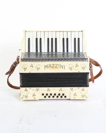 Vintage Mazzini Cream Accordion with Mother-of-Pearl Finish