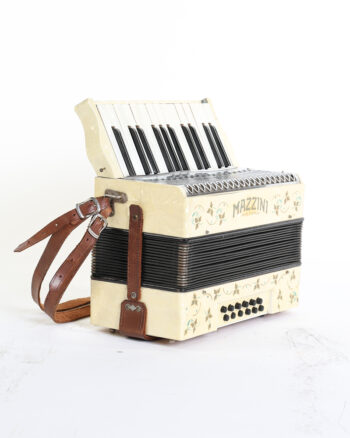 Vintage Mazzini Cream Accordion with Mother-of-Pearl Finish