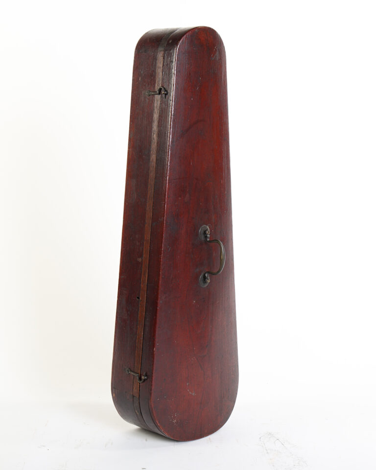 Vintage Wooden Violin Case with Purple Plaid Fabric Interior