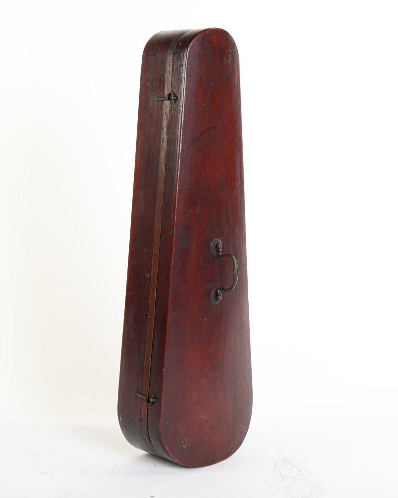 Vintage Wooden Violin Case with Purple Plaid Fabric Interior