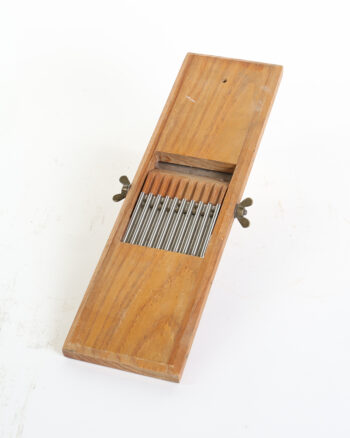 Vintage Wooden Vegetable Slicer with Adjustable Metal Blades