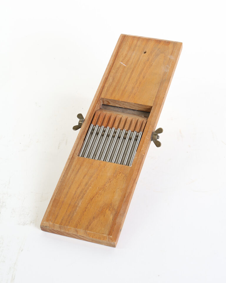 Vintage Wooden Vegetable Slicer with Adjustable Metal Blades