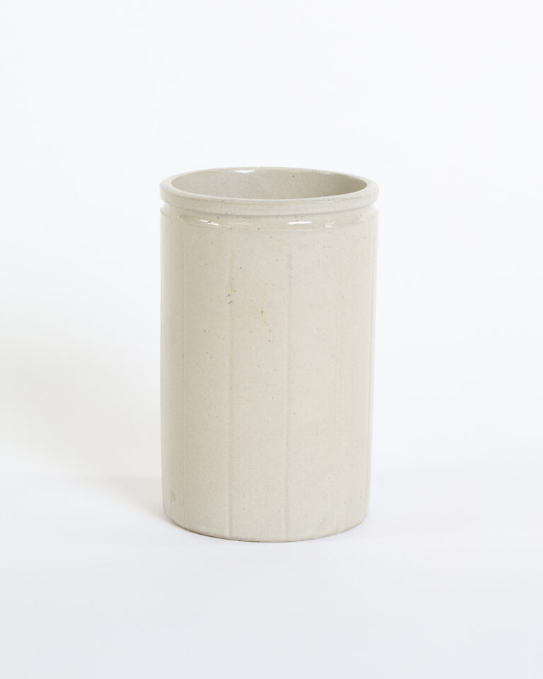 Vintage Stoneware Pot with Vertical Ribbing