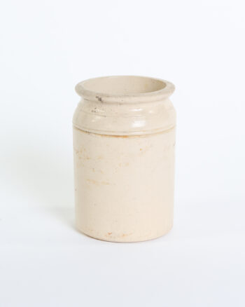 Vintage Cream Ceramic Stoneware Pot with Rolled Rim
