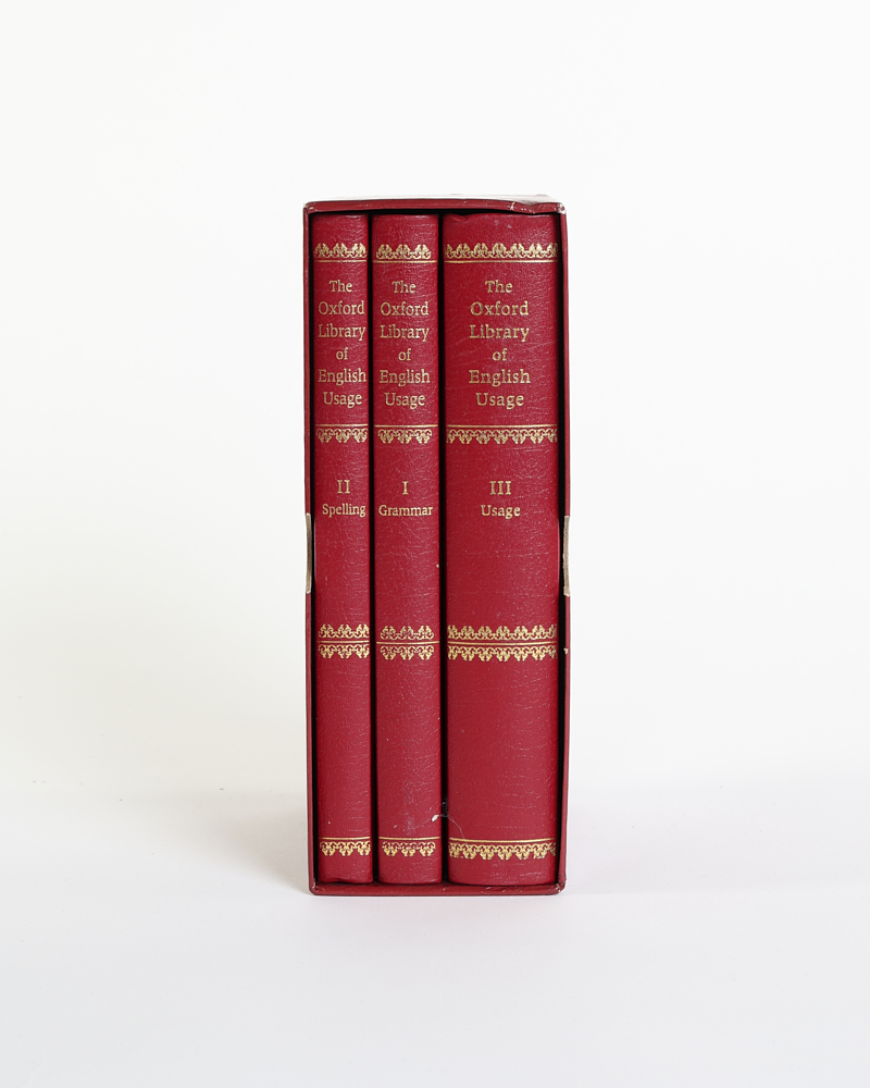 Vintage Oxford Library of English Usage Book Set with Gold Detailing