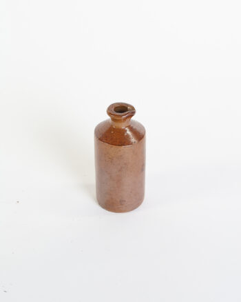 Vintage Brown Stoneware Bottle with Glazed Shoulder