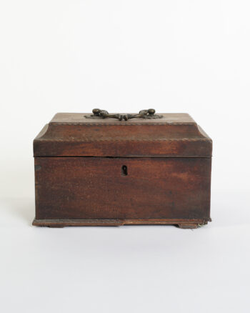 Victorian Wooden Trinket Box with Decorative Metal Handle