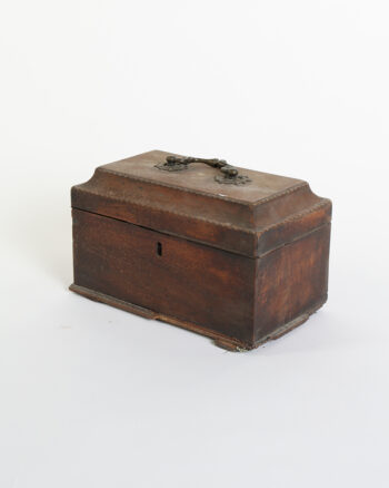 Victorian Wooden Trinket Box with Decorative Metal Handle