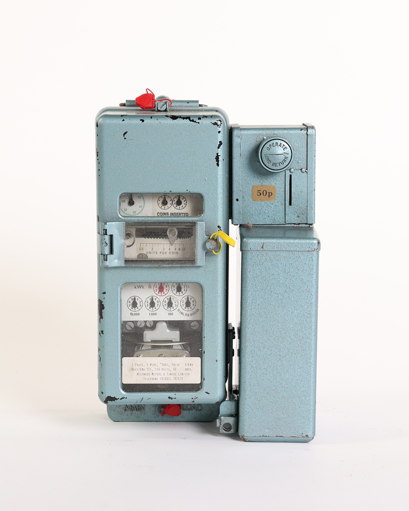 Vintage British 50p Coin Operated Electricity Meter