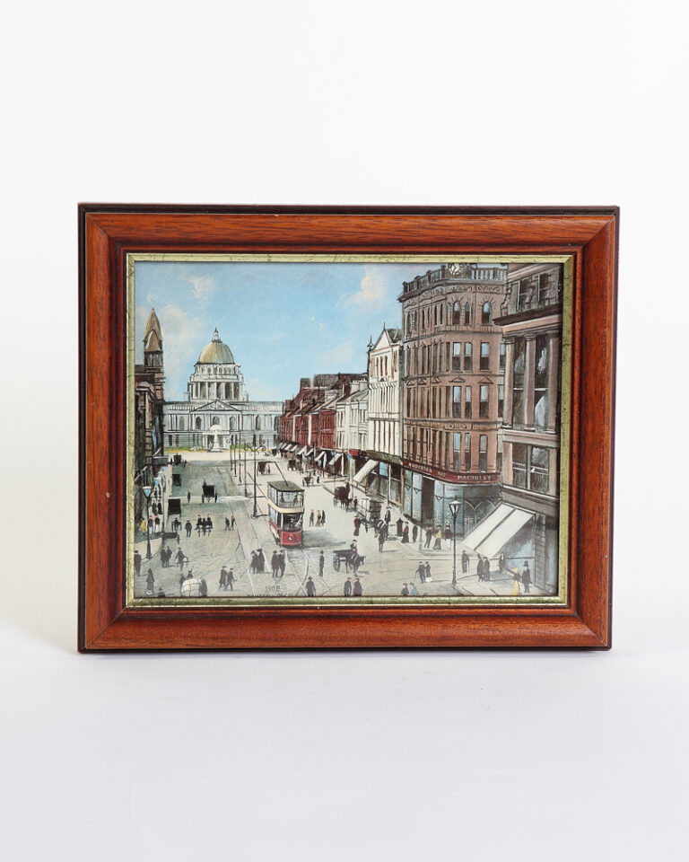 Vintage Framed Print of Belfast City Hall and Royal Avenue 1908