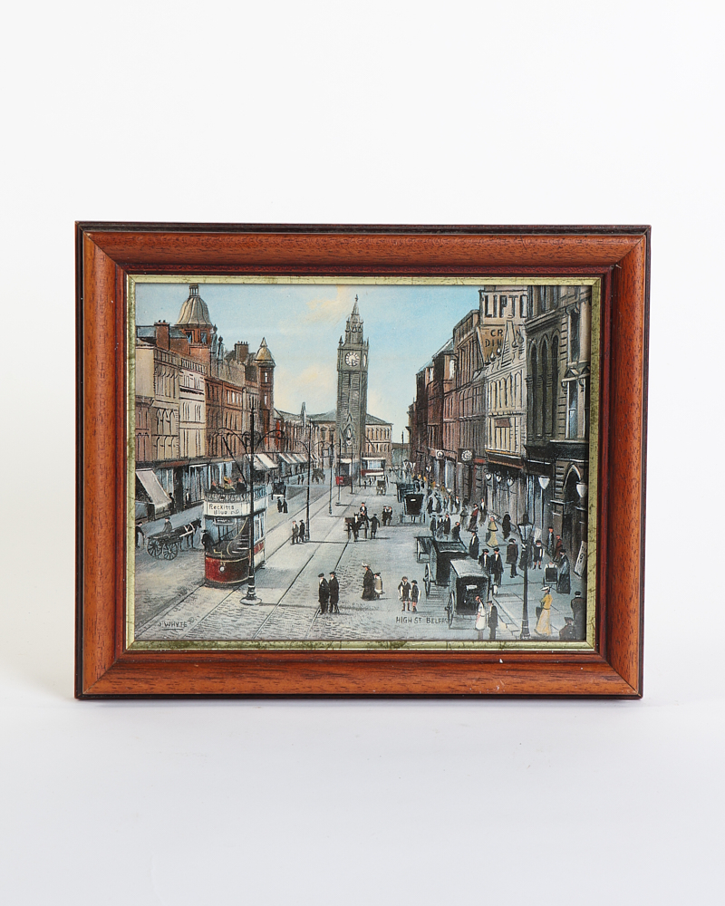 Vintage High Street Belfast Framed Print by J. Whyte