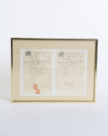 Vintage Framed Belfast Furniture Invoices 1930s with British Stamps