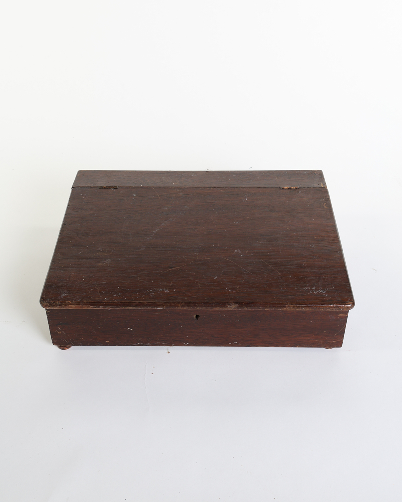 Victorian Wooden Desk Box with Lift-Top Lid