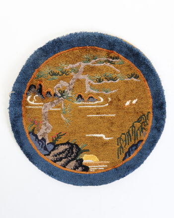Vintage Oriental Wool Rug with Gnarled Tree Landscape Design – NB15
