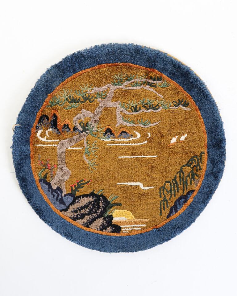 Vintage Oriental Wool Rug with Gnarled Tree Landscape Design - NB15