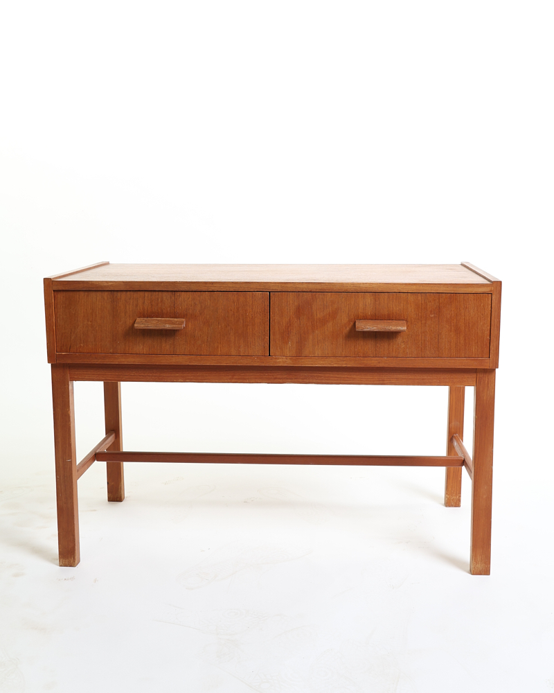 Mid-Century Teak Side Table with Two Drawers