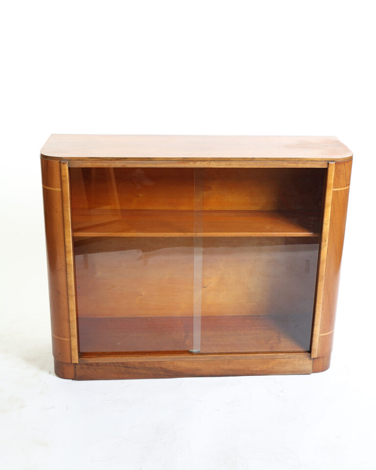 Art Deco Wooden Display/Cocktail Cabinet with Sliding Glass Doors