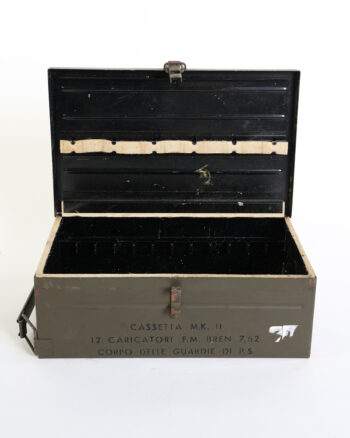 Vintage Italian Military Metal Ammunition Box with Bren 7.62 Markings