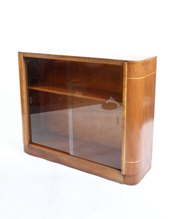 Art Deco Wooden Display/Cocktail Cabinet with Sliding Glass Doors