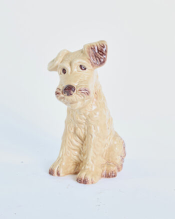 Vintage Styvac Ceramic Terrier Dog Figurine with Brown Accents