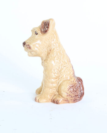 Vintage Styvac Ceramic Terrier Dog Figurine with Brown Accents