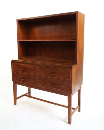 Mid Century Wooden Bookcase with Four Drawers