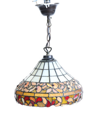 Vintage Tiffany Style Stained Glass Pendant Light with Floral Detail