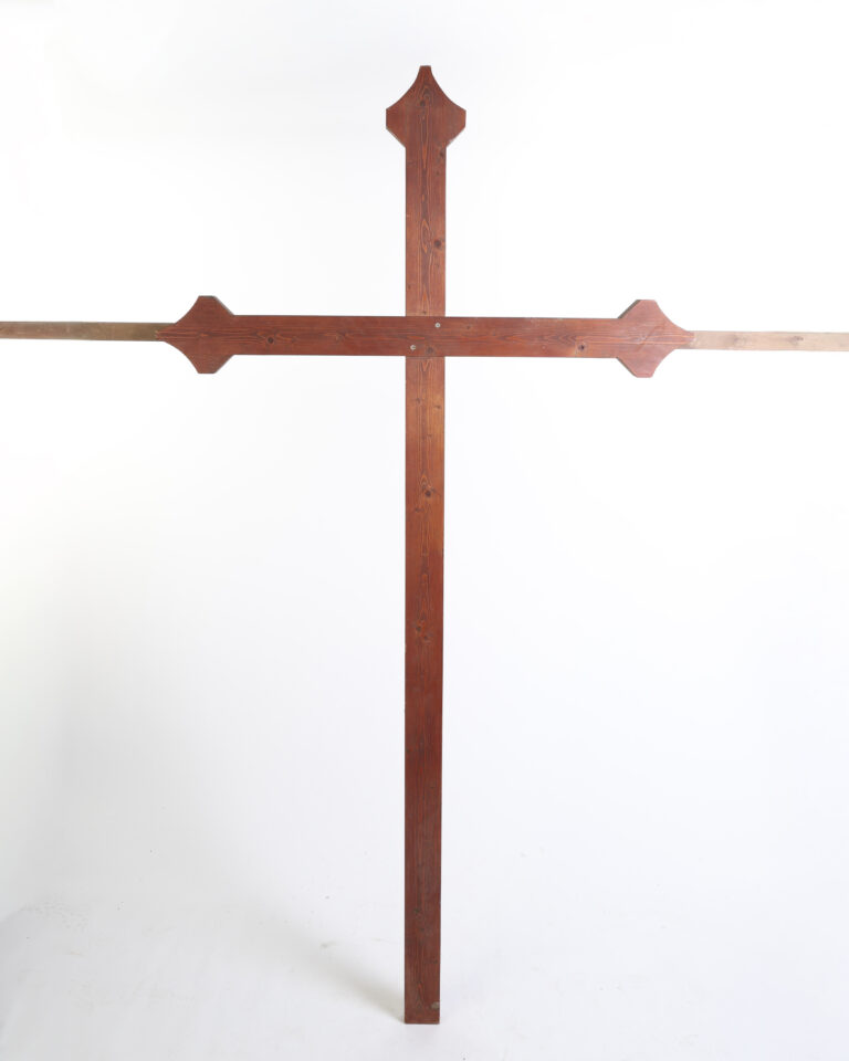 Rustic Stained Wood Cross with Pointed Finials