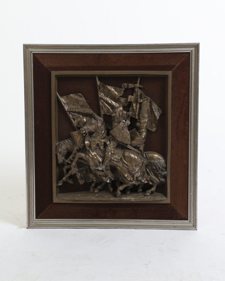 Vintage British Bronze Effect Medieval Knights Wall Plaque