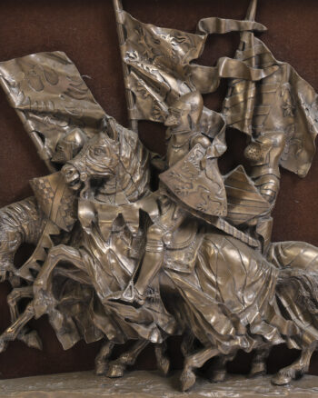 Vintage British Bronze Effect Medieval Knights Wall Plaque