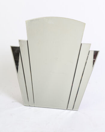 Vintage Art Deco Glass Mirror with Stepped Fan Design